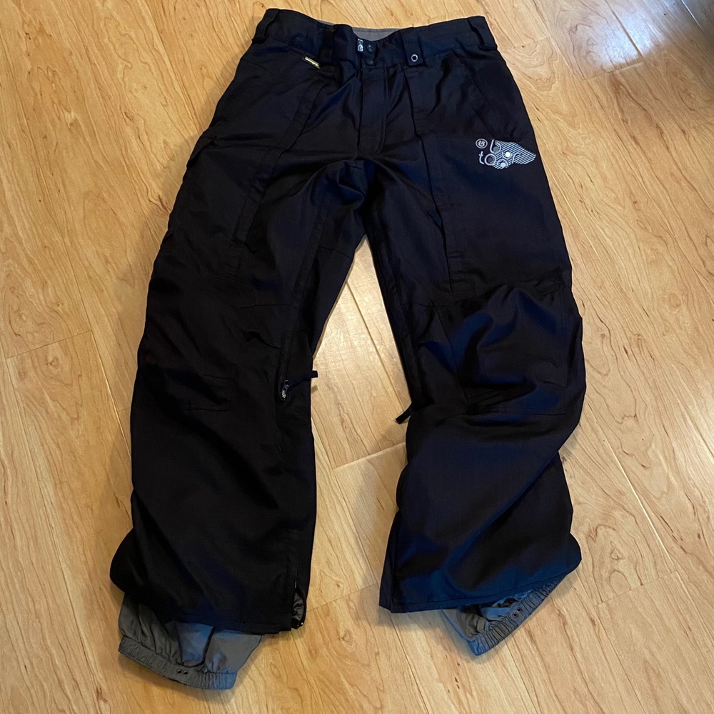 Burton Vent Pnt Black Snowboard Pants Mens Medium Cargo Leg Vents Gaiters